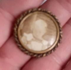 Antique Small Round Photo Pendant W/photo. C Clasp