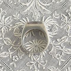 Chunky Sterling Silver Clear CZ Open Channel Set Solitaire Statement Ring 6.25