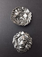 45064 Large Lion Head Jewelry Finding Matte Silver Oxidized