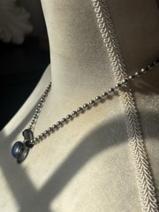 VTG Statement LG Blue Lapis Pendant/Sterling Silver 18” Bead Necklace/Italy 40G