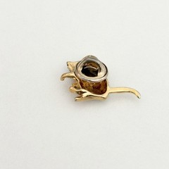 Vintage Clear Crystal Green Eyed Mouse Animal Gold Tone Lapel Pin