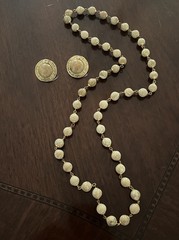 Ocean Jasper Vintage Beaded Beige Marbled Stone Necklace Pierced Earrings Set