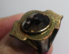 Vintage K AMATO NH 925 Smoky Quartz Ring 8