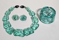 Runway Gerda Lynngaard Monies Seafoam Green Lucite Necklace Bracelet Earring Set