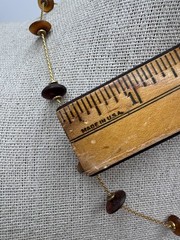 Vintage Anne Klein Matte Gold Tone Chain Brown Bead Station Necklace 17”