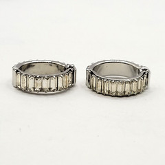 Clear Baguette Sparkly Rhinestone Hinged Clip On Small Hoop Vintage Earrings