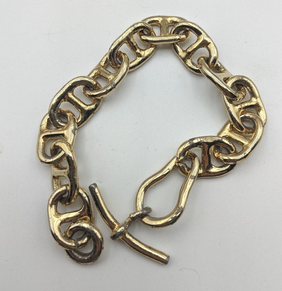 Vintage Les Bernard Gold Tone Mariners Link Chunky Bracelet