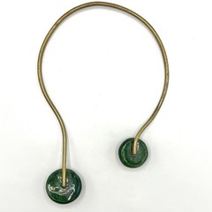 Vtg Modernist Brass & Ceramic Asymmetrical Necklace OOAK Wearable Art Statement