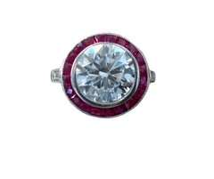 Art Deco Style 5.2Ct Lab Created Diamond Anniversary 14K White Gold Finish Ring