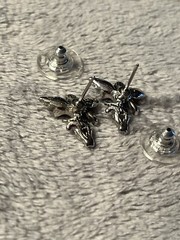 Vintage Silver Tone Large Cherub Angel Post Earrings