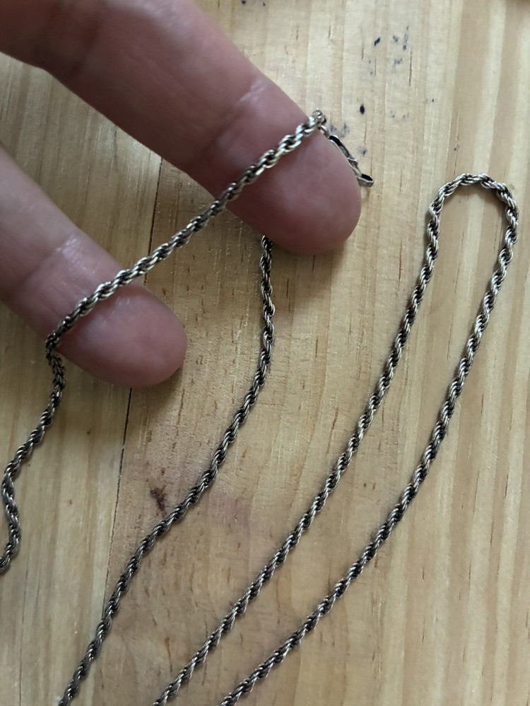 12.80g Vintage Sterling Silver 925 Rope Chain Necklace 20 in M