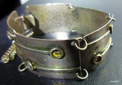 VTG Mid Century Modern Artisan Panel Bracelet Industrial Machine Age Brutalist