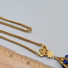 Vintage Czech Edwardian Pendant Necklace Slide Gold Plated Heavy Curb Chain 32″