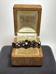 Antique Victorian Flat Top Bohemian Garnet Cluster Bar Brooch