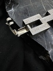 Antique Edwardian Deco Sterling Silver 7.5′ Tank Track Etched Bracelet 30g