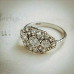Art Deco Cluster Lab-Created Diamond Three-Stone Engagement In Ring 925 Silver