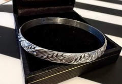 VINTAGE DECO DANECRAFT FO WHEAT STERLING 925 BANGLE BRACELET
