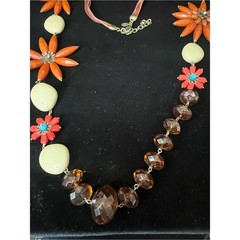 Joan Rivers Orange and Cream Boho Floral Statement Necklace 1709