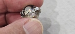 Antique Vintage Crystal Orb W/ Minerals Moon Star & More Sterling Bead Pendant