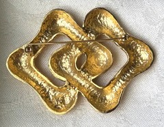 Vintage Les Bernard Vo Textured Gold Tone Statement Brooch