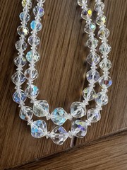 Vintage Coro Aurora Borealis Faceted Graduated Crystal Choker 2 Strand Necklace