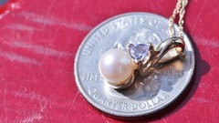 14k yellow gold pendant 6.7mm Akoya cultured pearl 0.24ct tanzanite 1.75g
