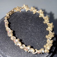 Hollycraft 1950’s Bracelet Multicolor Rhinestones Signed 7.5” Costume Jewelry