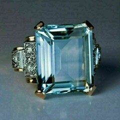 Art Deco 5.50 Ct Aquamarine Antique Vintage Wedding Ring 14K Yellow Gold FN