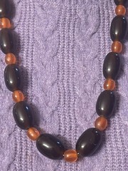 Vintage-Root Beer/Cherry Cola/Amber Orange-Carved Horn-Oval Bead-28 in Necklace