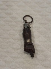 VERY RARE Vintage FOLK ART Hand Carved FIGA Good Luck Necklace Pendant