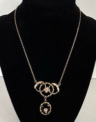 Vtg 10k Gold Art Deco Art Nouveau Lavalier Necklace Black Onyx Diamond