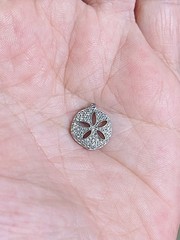 925 Sterling Silver Pave Rhinestone Sand Dollar Charm Pendant