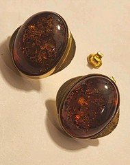 Art Deco Vtg Antique 14kt Solid Gold Huge Amber Hallmark Earrings Not Scrap 7.8g
