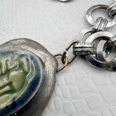 Vintage Techau Denmark Silver Tone Book Chain Pendant Necklace 16.5″