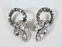 Vintage Style Rhinestone Loop Earrings Marquise Cut Clear Crystals Elegant…