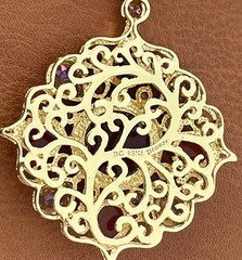 JTV Beria Collection Bronze 18 kt Ornate Scrollwork Carnelian Pendant Necklace