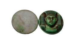Vintage Czech Egyptian Revival Green King Tut Pharaoh Round Cabochon, Cab, 30mm