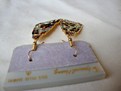 VINTAGE 1970s SAMUEL HUANG CLOISONNE ART NOUVEAU MULTI-COLOR FLOWERS EARRINGS