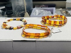 14K Gold Sterling Elastic Stretchy Beads Amber Bracelet Genuine Assorted Colors