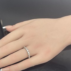 Sterling Silver White CZ Wedding Band Half Eternity Ring Engagement Size 8.25