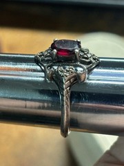Vintage AVON NV Nevada Silver 925 AMETHYST Ornate Filigree GOTHIC RING sz 8