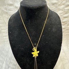 Bolo Type Sliding Gold Toned Flower Necklace Chain, Vintage