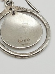 Retired Silpada Sterling Silver Hammered Disc Cut Out Dangle Earrings 1.55″