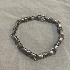 Vintage Estate 925 Sterling Silver Bow Tie Link Artisan Bracelet 7.75″ 20g