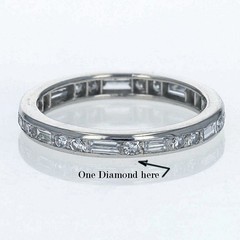 Vintage Platinum Baguette Round Diamond Eternity Ring Band VS-G Size 5.5