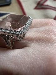 Vintage Estate 18k White Gold Pink Topaz And Diamond Cocktail Ring 4.5
