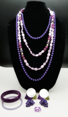 Vintage Retro Plastic Jewelry Lot, In Turquoise and Purple Lucite, 1960s-1980s
