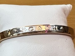 Coach Signed Gold Tone With Silver Tone Accent Bangle Locking Clasp