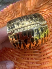 Diane Von Fürstenberg Black And Gold Enamel Cuff Hinged Bracelet Y2K 7”