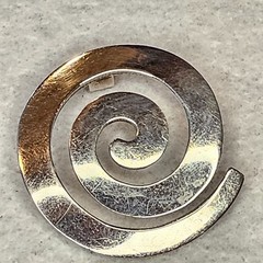 Vintage Modernist 925 Sterling Silver Spiral Swirl Pendant 40mm 14.6g